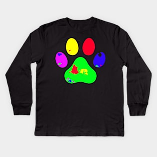 Colourfull paw Kids Long Sleeve T-Shirt